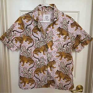 Printfresh Anthropologie Bagheera Blush Cheetah Short Sleeve Pajama Top